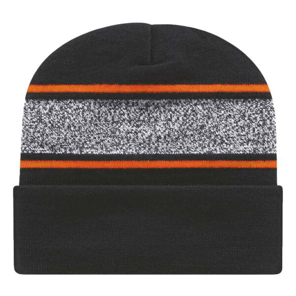 USA-Made Variegated Striped Cuffed Beanie Thumbnail