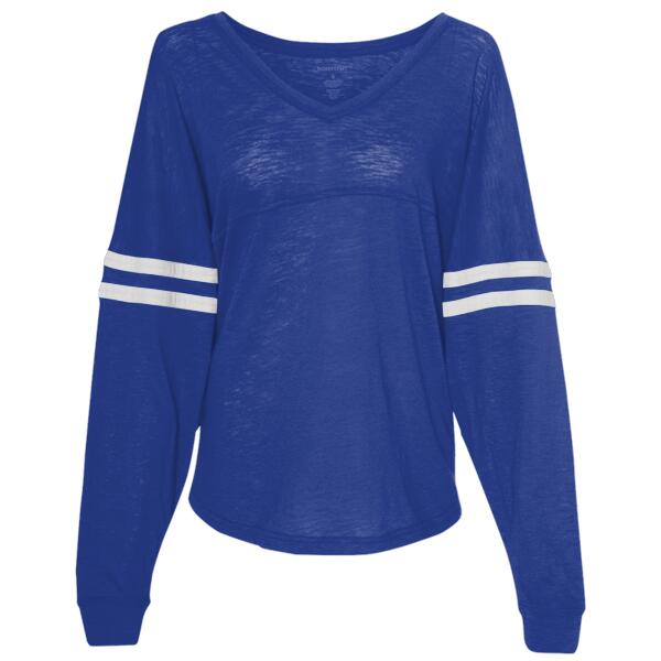 Women’s Slub Jersey Varsitee V-Neck Long Sleeve T-Shirt Thumbnail
