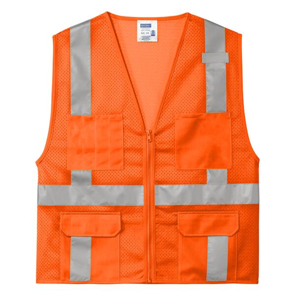 Ansi 107 Class 2 Mesh Six Pocket Zippered Vest Thumbnail